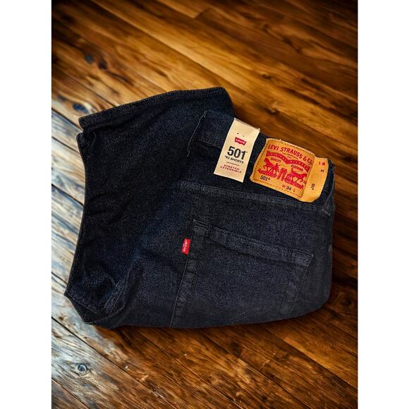Levi’s 501 ’93 Shorts Mens 34 Black Denim Button Fly Stretch Extensible NWT - Picture 1 of 8